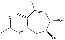 6-Cycloheptene-1,2,4-triol, 6-methyl-5-methylene-, 4-acetate, (1R,2R,4R)-rel- (9CI) Structure