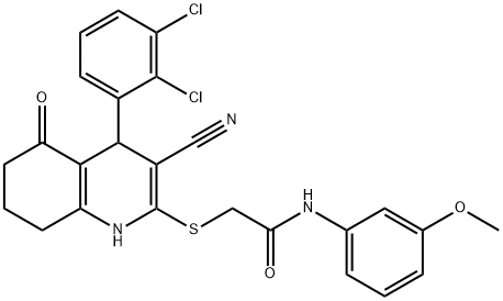 2-{[3-cyano-4-(2,3-dichlorophenyl)-5-oxo-1,4,5,6,7,8-hexahydroquinolin-2-yl]sulfanyl}-N-(3-methoxyphenyl)acetamide 구조식 이미지