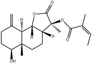 (Z)-2-Methyl-2-butenoic acid (3S,3aβ,5aβ,9aα,9bβ)-dodecahydro-6β-hydroxy-3,5a-dimethyl-9-methylene-2-oxonaphtho[1,2-b]furan-3-yl ester 구조식 이미지