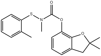 2,3-Dihydro-2,2-dimethylbenzofuran-7-yl=N-methyl-N-[(2-methylphenyl)thio]carbamate Structure