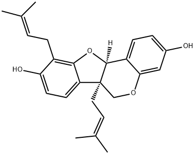 (6aR)-6a,11aα-Dihydro-6a,10-bis(3-methyl-2-butenyl)-6H-benzofuro[3,2-c][1]benzopyran-3,9-diol 구조식 이미지