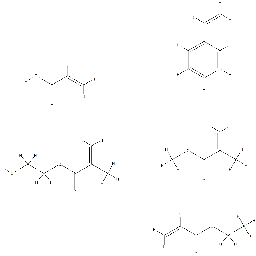 2-Propenoic acid, 2-methyl-, 2-hydroxyethyl ester, polymer with ethenylbenzene, ethyl 2-propenoate, methyl 2-methyl-2-propenoate and 2-propenoic acid Structure