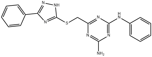 N~2~-phenyl-6-{[(5-phenyl-4H-1,2,4-triazol-3-yl)sulfanyl]methyl}-1,3,5-triazine-2,4-diamine Structure