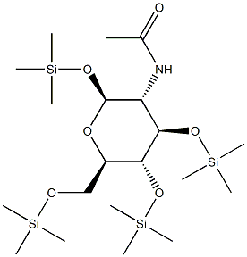 2-Acetylamino-1-O,3-O,4-O,6-O-tetrakis(trimethylsilyl)-2-deoxy-β-D-glucopyranose 구조식 이미지