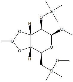 메틸2-O,6-O-비스(트리메틸실릴)-3-O,4-O-(메틸보란디일)-α-D-갈락토피라노사이드 구조식 이미지
