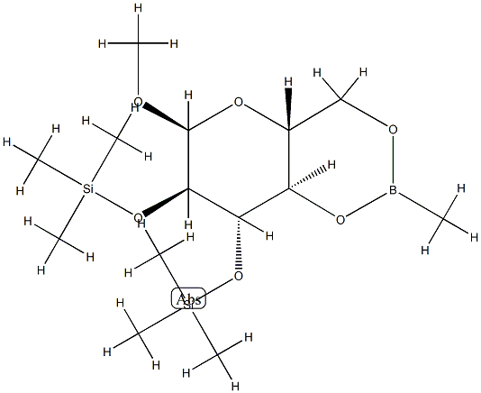 메틸2-O,3-O-비스(트리메틸실릴)-4-O,6-O-(메틸보란디일)-α-D-글루코피라노시드 구조식 이미지