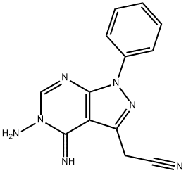2-(4-amino-5-imino-9-phenyl-2,4,8,9-tetrazabicyclo[4.3.0]nona-2,7,10-t rien-7-yl)acetonitrile Structure