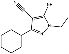 1H-Pyrazole-4-carbonitrile,5-amino-3-cyclohexyl-1-ethyl-(9CI) 구조식 이미지