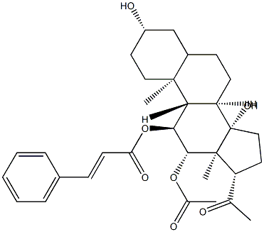(14β)-12β-Acetyloxy-3β,14-dihydroxy-11α-[(1-oxo-3-phenyl-2-propenyl)oxy]pregnan-20-one 구조식 이미지