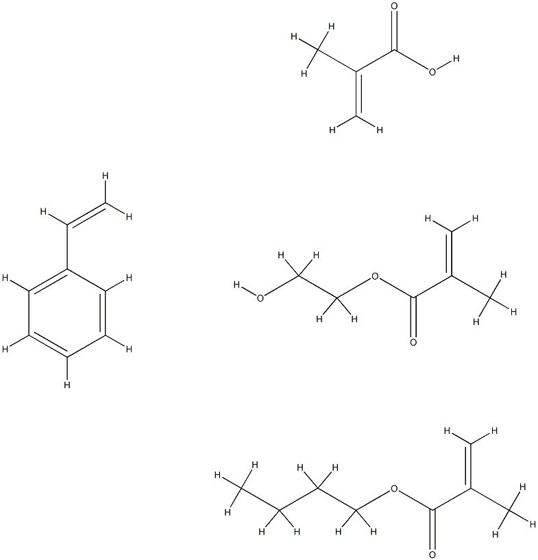 2-프로펜산,2-메틸-,부틸2-메틸-2-프로페노에이트,에테닐벤젠및2-하이드록시에틸2-메틸-2-프로페노에이트중합체 구조식 이미지