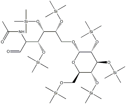 2-(Acetylamino)-6-O-[2-O,3-O,4-O,6-O-tetrakis(trimethylsilyl)-α-D-glucopyranosyl]-3-O,4-O,5-O-tris(trimethylsilyl)-2-deoxy-D-glucose 구조식 이미지