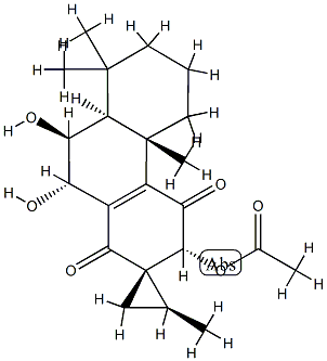 (2S,1S,3'R,4'bS,8'aS,9'S,10'S)-3'-Acetoxy-4'b,5',6',7',8',8'a,9',10'-octahydro-9',10'-dihydroxy-2,4'b,8',8'-tetramethylspiro[cyclopropane-1,2'(1'H)-phenanthrene]-1',4'(3'H)-dione 구조식 이미지