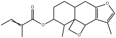 2-Methyl-2-butenoic acid 4,5,6,6a,7,10b-hexahydro-3,10-dimethyl-3H-oxete[2',3':4,4a]naphtho[2,3-b]furan-4-yl ester 구조식 이미지