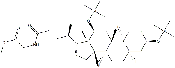 N-[24-Oxo-3α,12α-bis(trimethylsiloxy)-5β-cholan-24-yl]glycine methyl ester 구조식 이미지