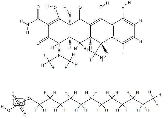 Sulfuric acid, monododecyl ester, compd. with [4S-(4alpha,4aalpha,5aalpha,6beta,12aalpha)]-4-(dimethylamino)-1,4,4a,5,5a,6,11,12a-octahydro-3,6,10,12,12a-pentahydroxy-6-methyl-1,11-dioxo-2-naphthacenecarboxamide (1:1) Structure