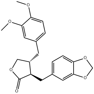 (3R,4R)-3-[(1,3-Benzodioxole-5-yl)methyl]-4-(3,4-dimethoxybenzyl)-4,5-dihydrofuran-2(3H)-one Structure