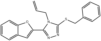 4H-1,2,4-Triazole,3-(2-benzofuranyl)-5-[(phenylmethyl)thio]-4-(2-propenyl)-(9CI) Structure