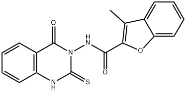 2-Benzofurancarboxamide,N-(1,4-dihydro-4-oxo-2-thioxo-3(2H)-quinazolinyl)-3-methyl-(9CI) 구조식 이미지