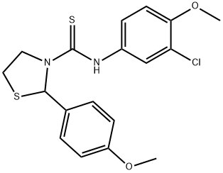 3-Thiazolidinecarbothioamide,N-(3-chloro-4-methoxyphenyl)-2-(4-methoxyphenyl)-(9CI) 구조식 이미지