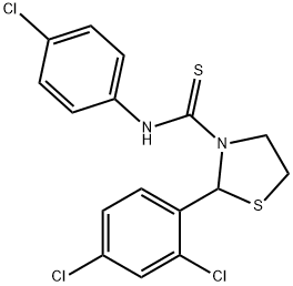 3-Thiazolidinecarbothioamide,N-(4-chlorophenyl)-2-(2,4-dichlorophenyl)-(9CI) Structure