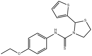 3-Thiazolidinecarbothioamide,N-(4-ethoxyphenyl)-2-(2-thienyl)-(9CI) Structure