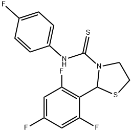 3-Thiazolidinecarbothioamide,N-(4-fluorophenyl)-2-(2,4,6-trifluorophenyl)-(9CI) Structure