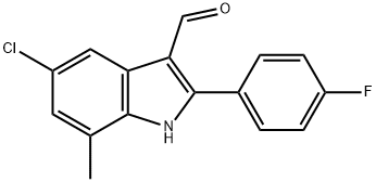 1H-Indole-3-carboxaldehyde,5-chloro-2-(4-fluorophenyl)-7-methyl-(9CI) 구조식 이미지