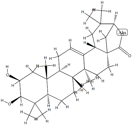 2β,3β,21β-Trihydroxyolean-12-en-28-oic acid γ-lactone Structure