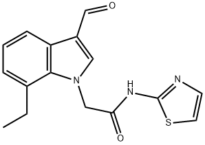 1H-Indole-1-acetamide,7-ethyl-3-formyl-N-2-thiazolyl-(9CI) Structure