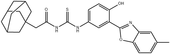 Tricyclo[3.3.1.13,7]decane-1-acetamide, N-[[[4-hydroxy-3-(5-methyl-2-benzoxazolyl)phenyl]amino]thioxomethyl]- (9CI) Structure