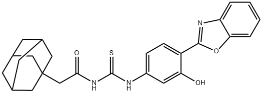Tricyclo[3.3.1.13,7]decane-1-acetamide, N-[[[4-(2-benzoxazolyl)-3-hydroxyphenyl]amino]thioxomethyl]- (9CI) Structure