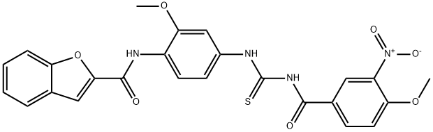 2-Benzofurancarboxamide,N-[2-methoxy-4-[[[(4-methoxy-3-nitrobenzoyl)amino]thioxomethyl]amino]phenyl]-(9CI) Structure