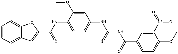 2-Benzofurancarboxamide,N-[2-methoxy-4-[[[(4-methoxy-3-nitrobenzoyl)amino]thioxomethyl]amino]phenyl]-(9CI) 구조식 이미지