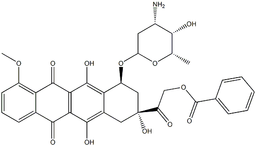 (8S-cis)-10-((3-Amino-2,3,6-trideoxy-alpha-L-lyxo-hexopyranosyl)oxy)-8 -((benzoyloxy)acetyl)-7,8,9,10-tetrahydro-6,8,11-trihydroxy-1-methoxy- 5,12-naphthacenedione Structure