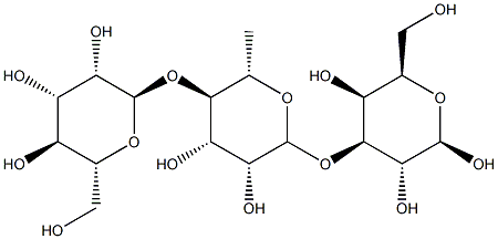 O-alpha-mannopyranosyl-(1-4)-O-alpha-rhamnopyranosyl-(1-3)-galactose 구조식 이미지