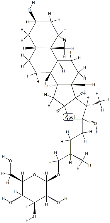 [(25S)-3β,22α-Dihydroxy-5β-furostan-26-yl]β-D-glucopyranoside 구조식 이미지