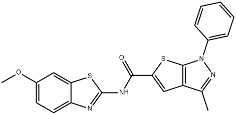 1H-Thieno[2,3-c]pyrazole-5-carboxamide,N-(6-methoxy-2-benzothiazolyl)-3-methyl-1-phenyl-(9CI) 구조식 이미지