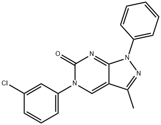 6H-Pyrazolo[3,4-d]pyrimidin-6-one,5-(3-chlorophenyl)-1,5-dihydro-3-methyl-1-phenyl-(9CI) 구조식 이미지