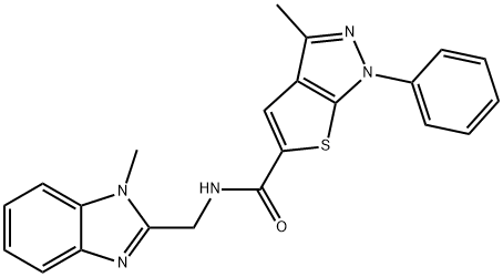 1H-Thieno[2,3-c]pyrazole-5-carboxamide,3-methyl-N-[(1-methyl-1H-benzimidazol-2-yl)methyl]-1-phenyl-(9CI) Structure