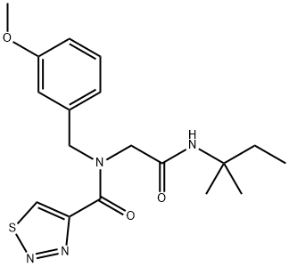 1,2,3-Thiadiazole-4-carboxamide,N-[2-[(1,1-dimethylpropyl)amino]-2-oxoethyl]-N-[(3-methoxyphenyl)methyl]-(9CI) 구조식 이미지