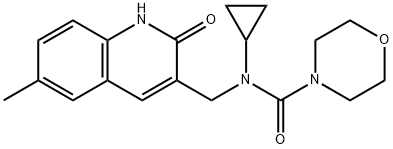 4-Morpholinecarboxamide,N-cyclopropyl-N-[(1,2-dihydro-6-methyl-2-oxo-3-quinolinyl)methyl]-(9CI) 구조식 이미지