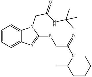 1H-Benzimidazole-1-acetamide,N-(1,1-dimethylethyl)-2-[[2-(2-methyl-1-piperidinyl)-2-oxoethyl]thio]-(9CI) 구조식 이미지