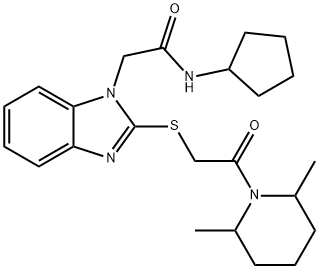 1H-Benzimidazole-1-acetamide,N-cyclopentyl-2-[[2-(2,6-dimethyl-1-piperidinyl)-2-oxoethyl]thio]-(9CI) Structure