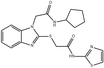 1H-Benzimidazole-1-acetamide,N-cyclopentyl-2-[[2-oxo-2-(2-thiazolylamino)ethyl]thio]-(9CI) Structure