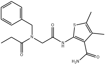 3-Thiophenecarboxamide,4,5-dimethyl-2-[[[(1-oxopropyl)(phenylmethyl)amino]acetyl]amino]-(9CI) 구조식 이미지