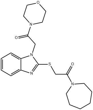 1H-Azepine,hexahydro-1-[[[1-[2-(4-morpholinyl)-2-oxoethyl]-1H-benzimidazol-2-yl]thio]acetyl]-(9CI) 구조식 이미지