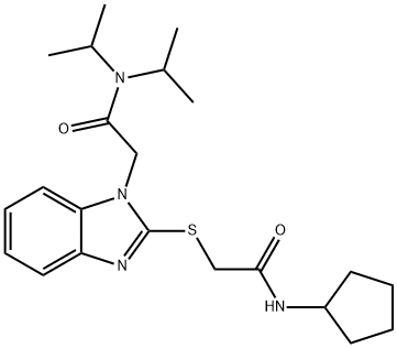 1H-Benzimidazole-1-acetamide,2-[[2-(cyclopentylamino)-2-oxoethyl]thio]-N,N-bis(1-methylethyl)-(9CI) 구조식 이미지