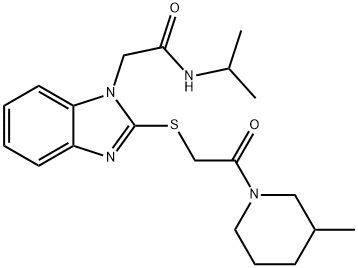 1H-Benzimidazole-1-acetamide,N-(1-methylethyl)-2-[[2-(3-methyl-1-piperidinyl)-2-oxoethyl]thio]-(9CI) 구조식 이미지