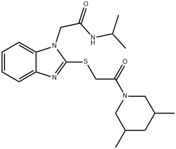 1H-Benzimidazole-1-acetamide,2-[[2-(3,5-dimethyl-1-piperidinyl)-2-oxoethyl]thio]-N-(1-methylethyl)-(9CI) 구조식 이미지