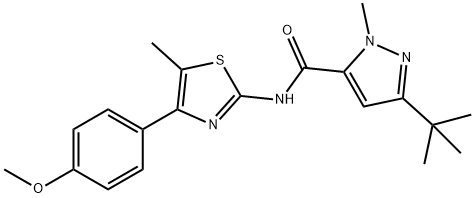 1H-Pyrazole-5-carboxamide,3-(1,1-dimethylethyl)-N-[4-(4-methoxyphenyl)-5-methyl-2-thiazolyl]-1-methyl-(9CI) Structure